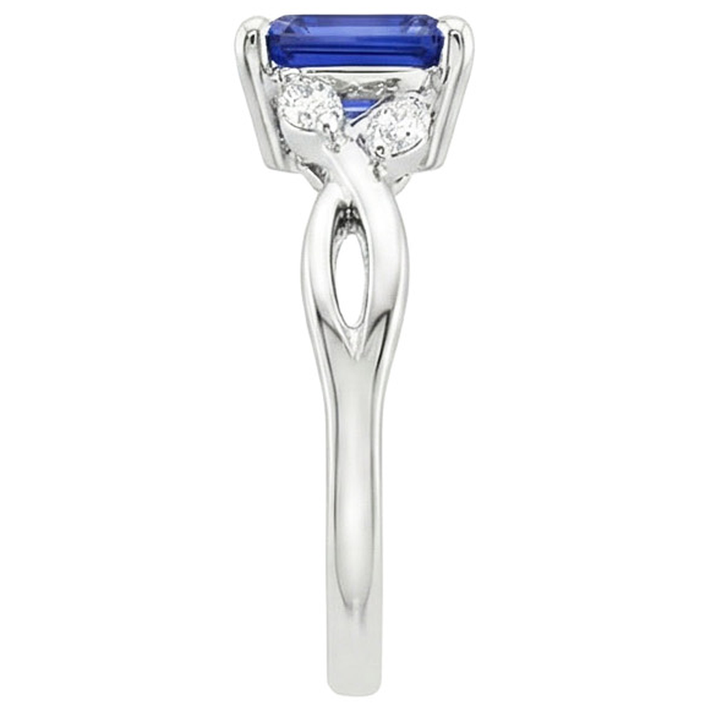 Solitaire Ring Emerald Blue Sapphire With Marquise Natural Earth Mined Diamonds 4 Carats