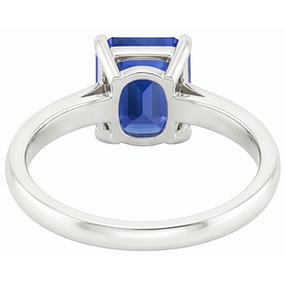 Solitaire Ring Emerald Natural Blue Sapphire 2 Carats Prong Set