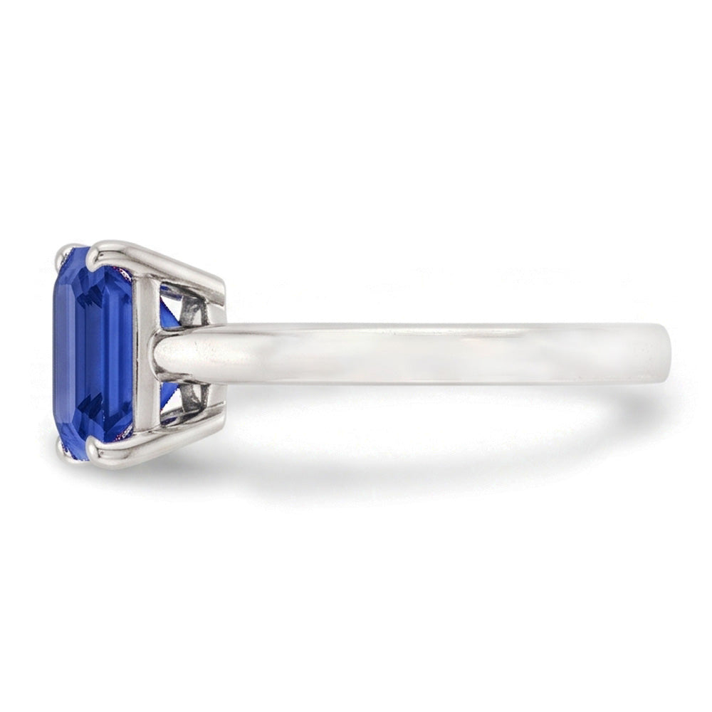 Solitaire Ring Emerald Natural Blue Sapphire 2 Carats Prong Set