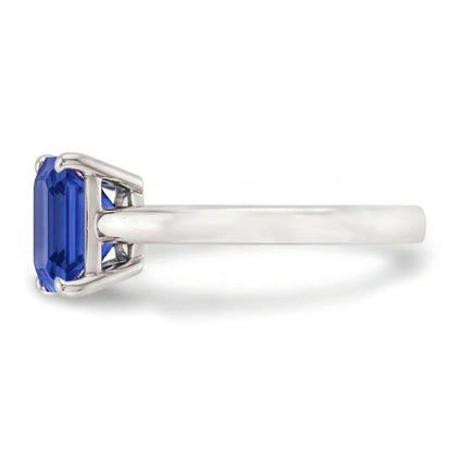 Solitaire Ring Emerald Natural Blue Sapphire 2 Carats Prong Set