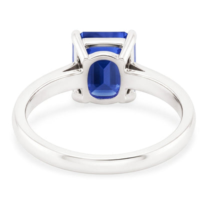 Solitaire Ring Emerald Natural Blue Sapphire 2 Carats Prong Set