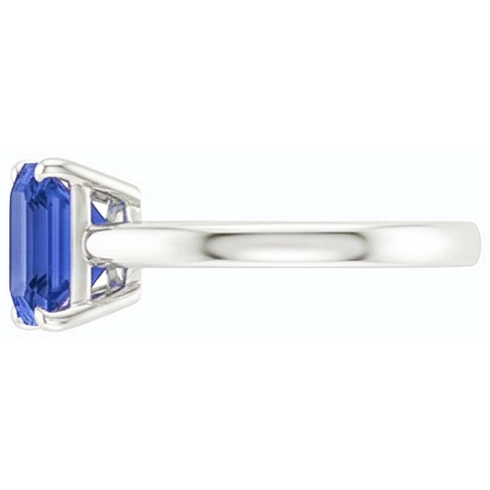 Solitaire Ring Emerald Natural Blue Sapphire 2 Carats Prong Set