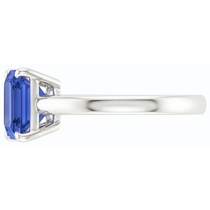 Solitaire Ring Emerald Natural Blue Sapphire 2 Carats Prong Set