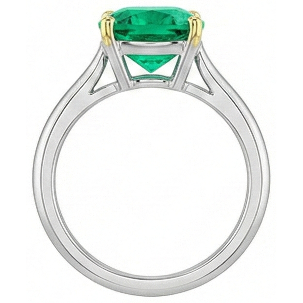 Natural Real ( Not Lab Grown ) Solitaire Ring Gemstone Green Emerald GIA