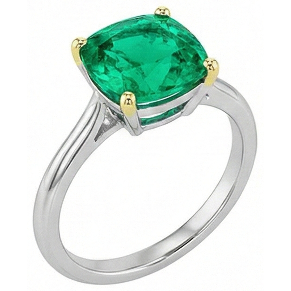 Natural Real ( Not Lab Grown ) Solitaire Ring Gemstone Green Emerald GIA