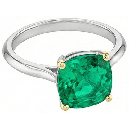 Natural Real ( Not Lab Grown ) Solitaire Ring Gemstone Green Emerald GIA