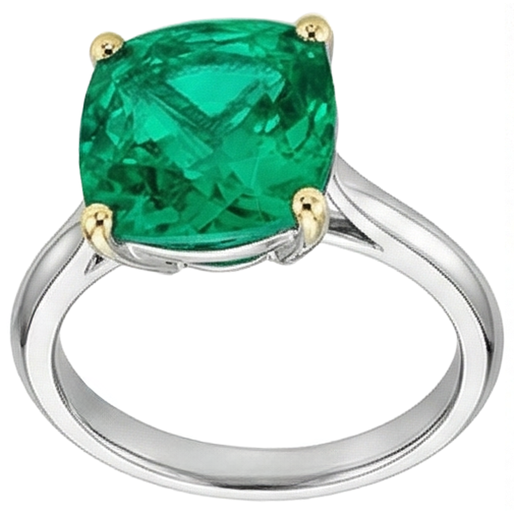 Natural Real ( Not Lab Grown ) Solitaire Ring Gemstone Green Emerald GIA