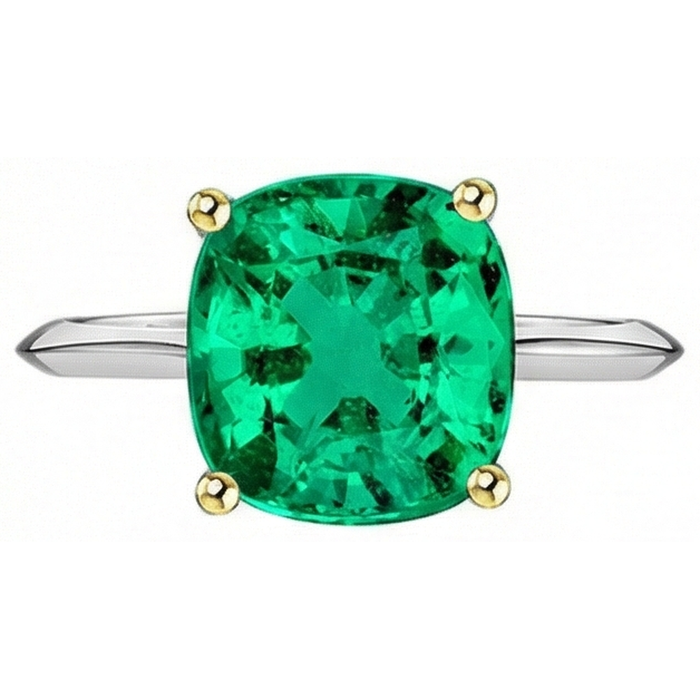 Natural Real ( Not Lab Grown ) Solitaire Ring Gemstone Green Emerald GIA