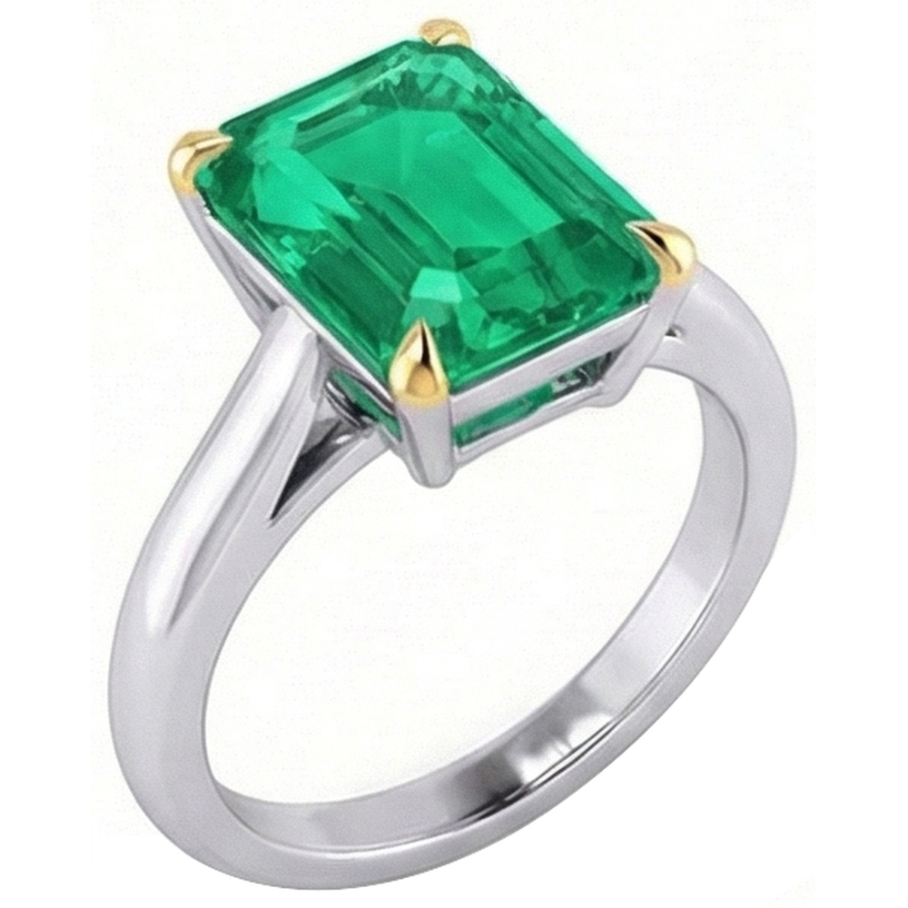 Natural Real ( Not Lab Grown ) Solitaire Ring Green Emerald GIA Gem Jewelry