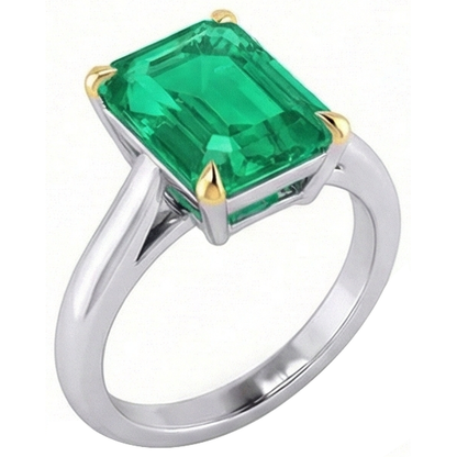 Natural Real ( Not Lab Grown ) Solitaire Ring Green Emerald GIA Gem Jewelry