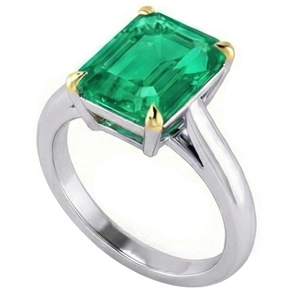 Natural Real ( Not Lab Grown ) Solitaire Ring Green Emerald GIA Gem Jewelry