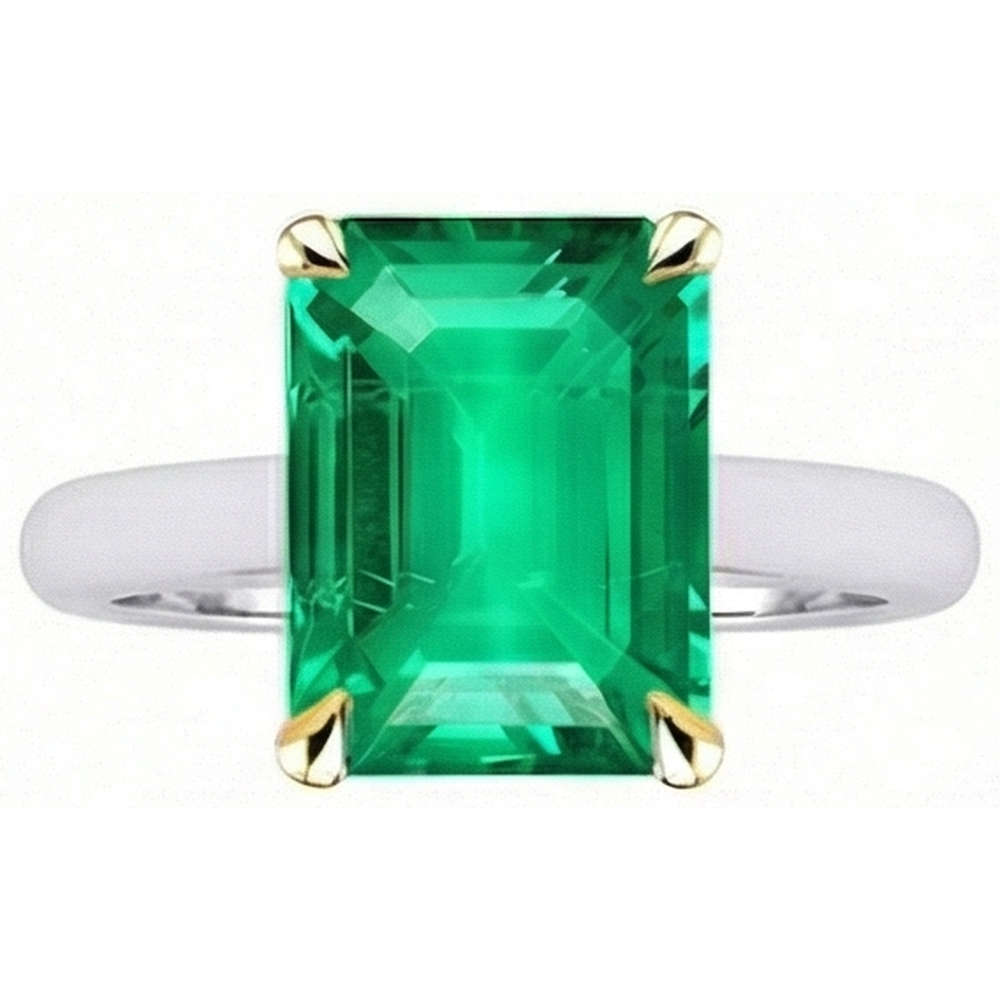 Natural Real ( Not Lab Grown ) Solitaire Ring Green Emerald GIA Gem Jewelry