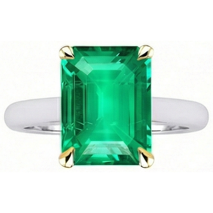 Natural Real ( Not Lab Grown ) Solitaire Ring Green Emerald GIA Gem Jewelry