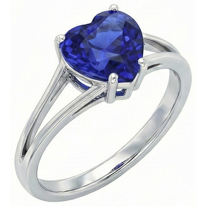 natural heart sapphire 2ct ring front view