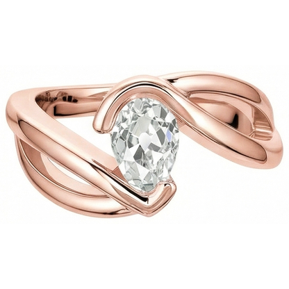 Solitaire Ring Old Cut Pear Natural Earth Mined Diamond Twisted Split Shank 2.25 Carats