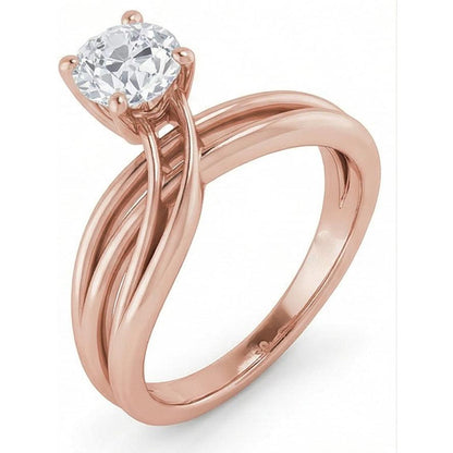 natural round diamond 2ct ring on white background