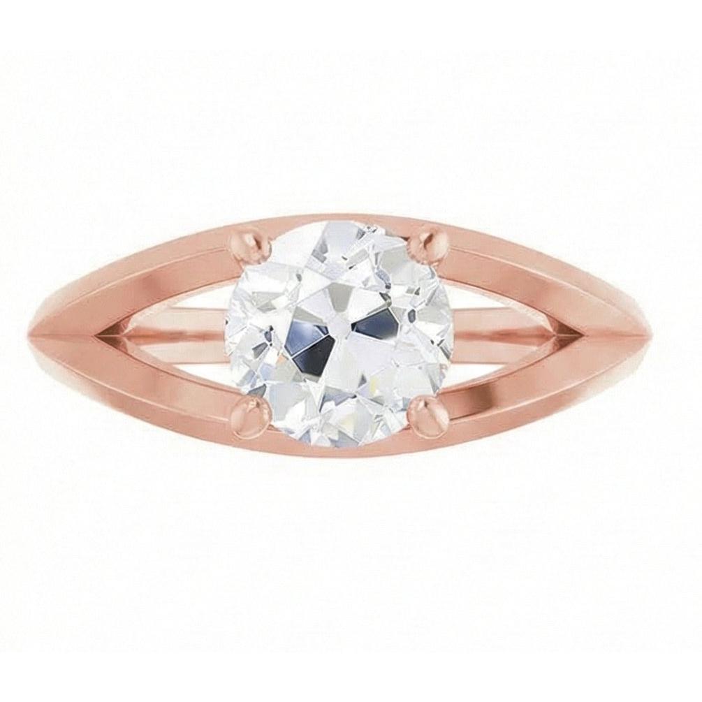 Solitaire Ring Old Mine Cut Natural Earth Mined Diamond Prong Split Shank 2 Carats