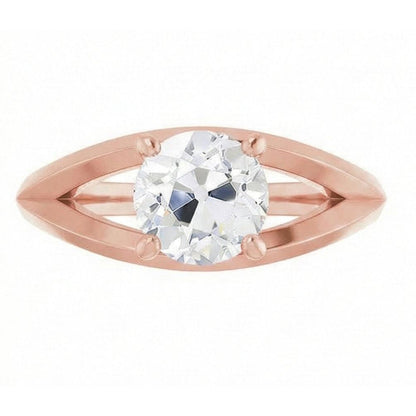 Solitaire Ring Old Mine Cut Natural Earth Mined Diamond Prong Split Shank 2 Carats