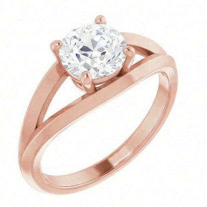 Solitaire Ring Old Mine Cut Natural Earth Mined Diamond Prong Split Shank 2 Carats