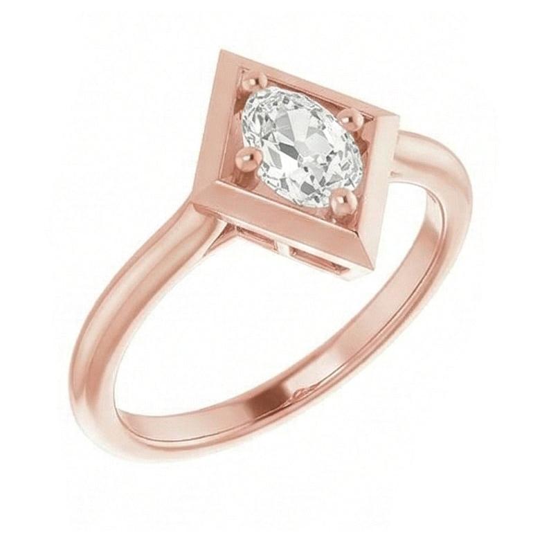 Solitaire Ring Oval Old European Natural Earth Mined Diamond Kite Style 1.55 Carats