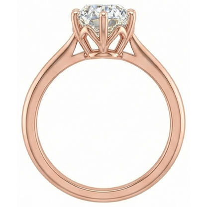 Solitaire Ring Oval Old Mine Cut Natural Earth Mined Diamond 6 Prong Set 3 Carats Gold