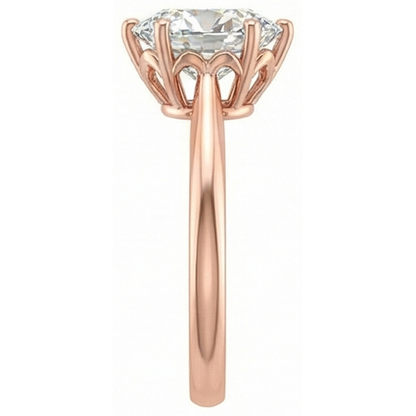 Solitaire Ring Oval Old Mine Cut Natural Earth Mined Diamond 6 Prong Set 3 Carats Gold
