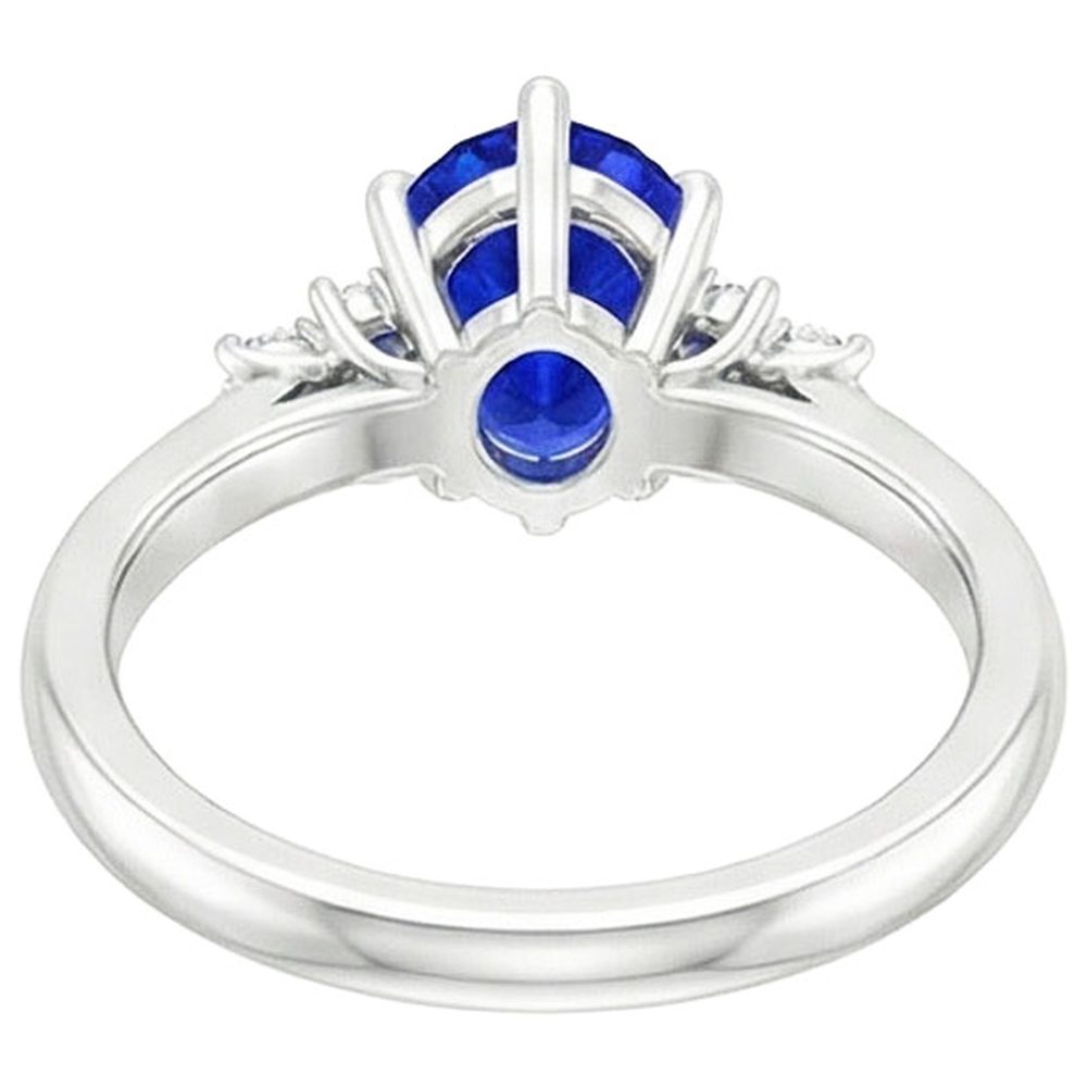 Solitaire Ring Pear Blue Sapphire With Round Natural Earth Mined Diamond Accents 5 Carats