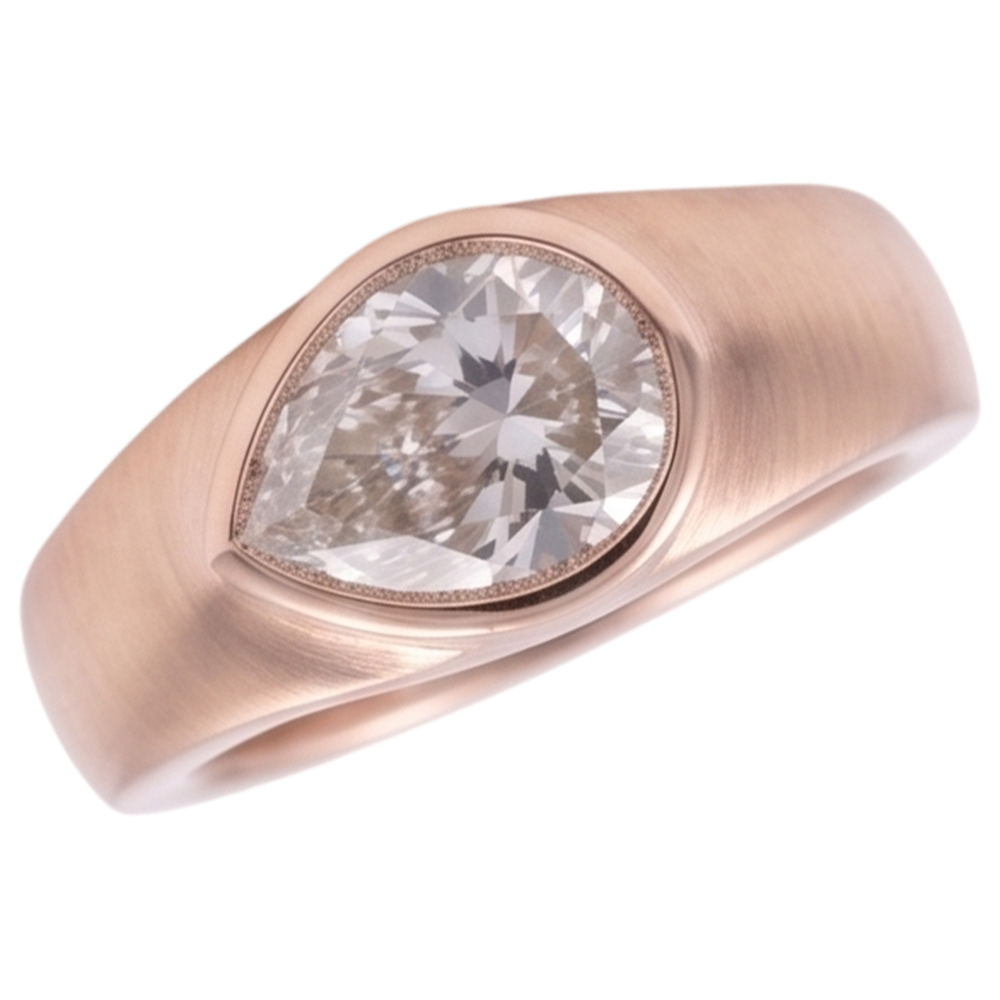 Solitaire Ring Pear Diamond 2 Carats Rose Gold Wood Grain Metal