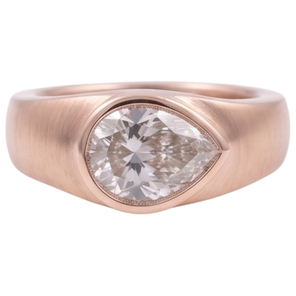 Solitaire Ring Pear Diamond 2 Carats Rose Gold Wood Grain Metal