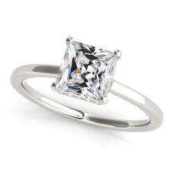 Solitaire Ring Princess Old Miner Natural Diamond Tapered Shank