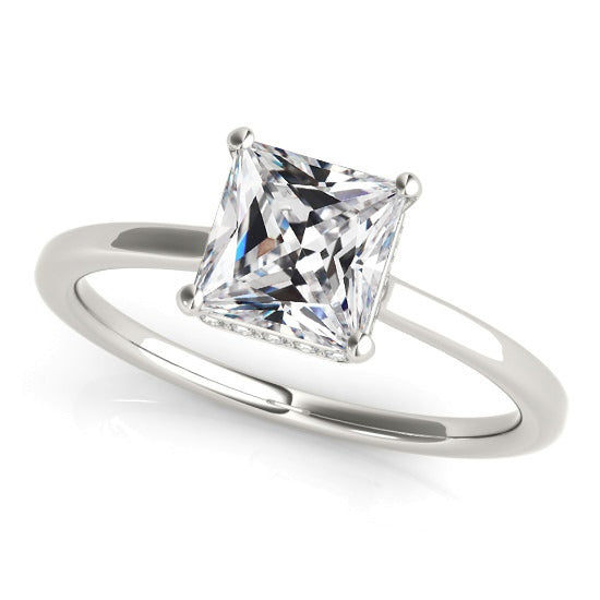 Solitaire Ring Princess Old Miner Diamond Tapered Shank