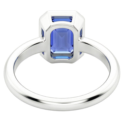 Solitaire Ring Radiant Bezel Set Natural Blue Sapphire 1.50 Carats