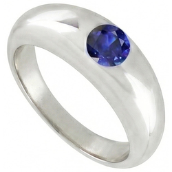 Natural Real ( Not Lab Grown )  Solitaire Ring Round Ceylon Sapphire Flush Set Thick Shank