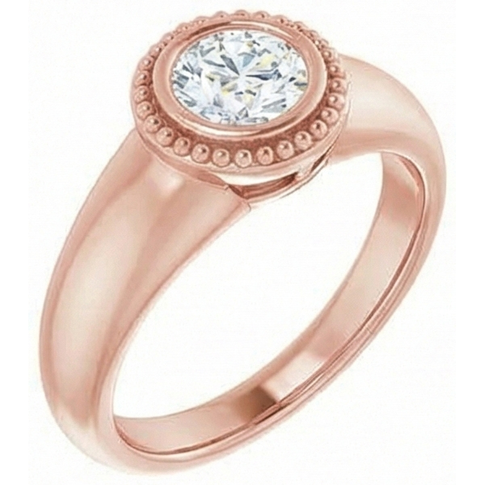 Solitaire Ring Round Old Mine Cut Natural Earth Mined Diamond 2 Carats Bezel Set Jewelry