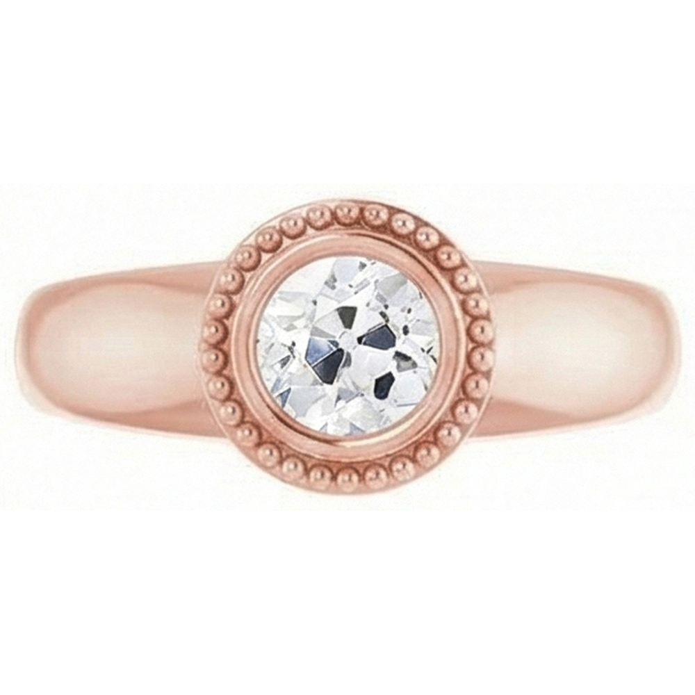 Solitaire Ring Round Old Mine Cut Natural Earth Mined Diamond 2 Carats Bezel Set Jewelry