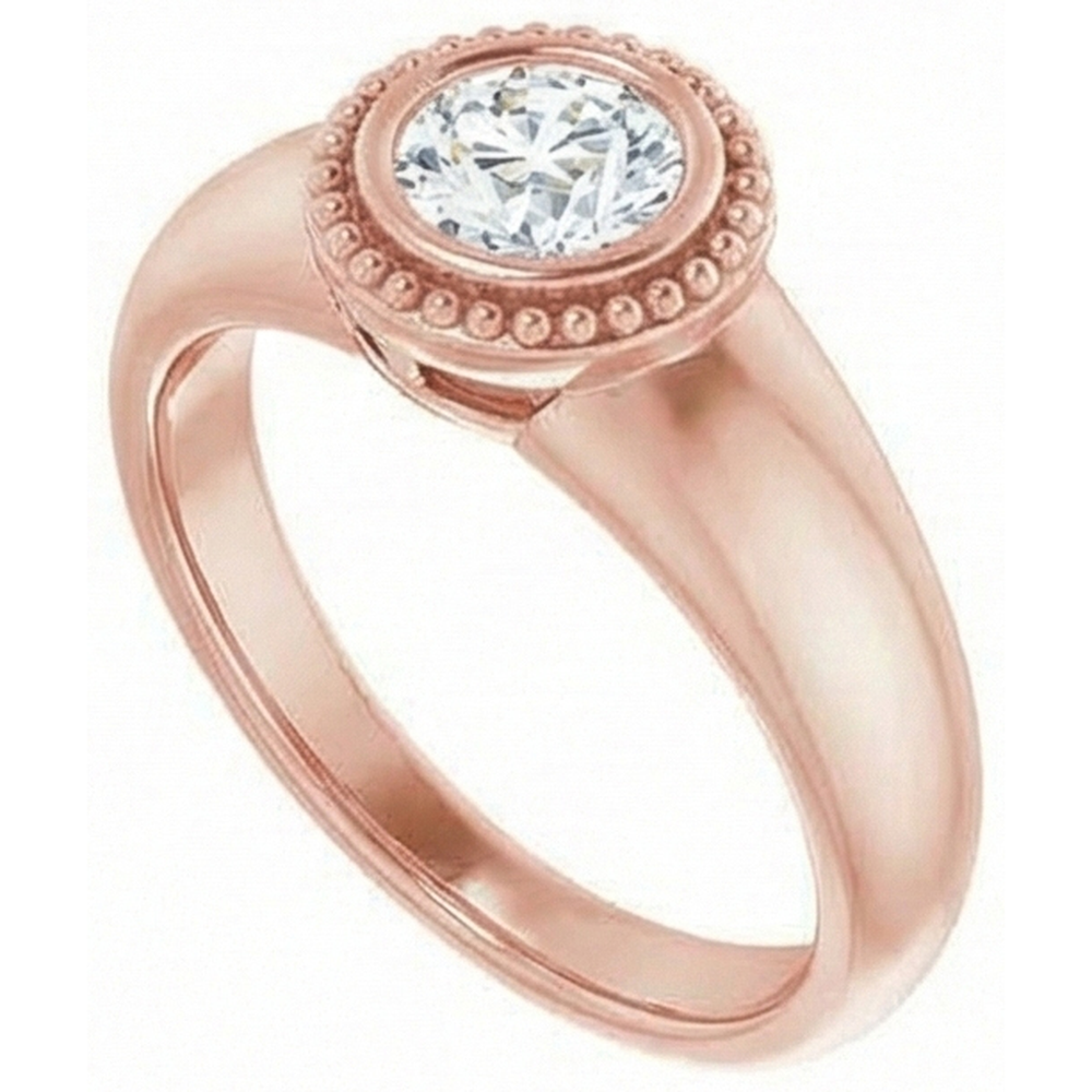 Solitaire Ring Round Old Mine Cut Natural Earth Mined Diamond 2 Carats Bezel Set Jewelry
