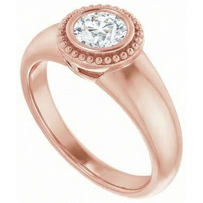 Solitaire Ring Round Old Mine Cut Natural Earth Mined Diamond 2 Carats Bezel Set Jewelry