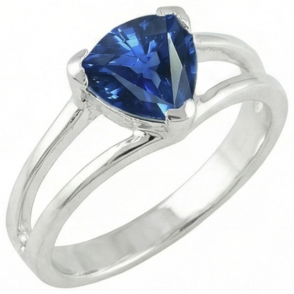 Natural Real ( Not Lab Grown )  Solitaire Ring Split Shank Trillion Sri Lankan Sapphire 1 Carat
