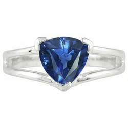 Natural Real ( Not Lab Grown )  Solitaire Ring Split Shank Trillion Sri Lankan Sapphire 1 Carat