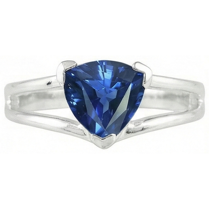 Natural Real ( Not Lab Grown )  Solitaire Ring Split Shank Trillion Sri Lankan Sapphire 1 Carat
