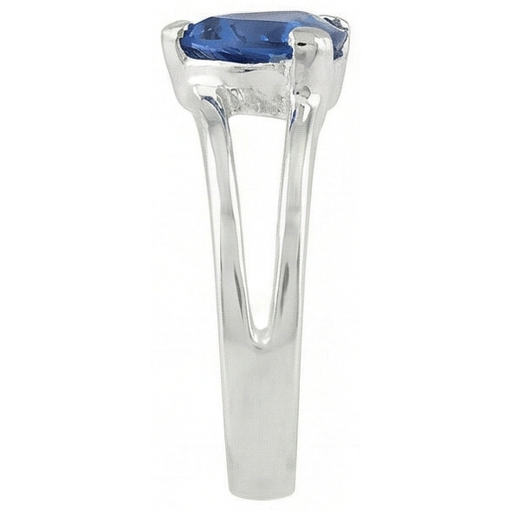 Natural Real ( Not Lab Grown )  Solitaire Ring Split Shank Trillion Sri Lankan Sapphire 1 Carat