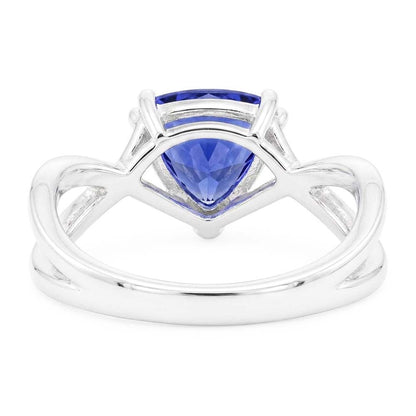 Solitaire Ring Trillion Natural Blue Sapphire Split Shank 2 Carats