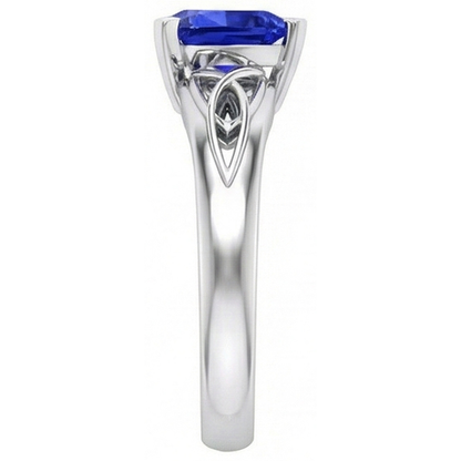 Natural Real ( Not Lab Grown )  Solitaire Ring Trillion V Prong Blue Sapphire Antique Style 2 Carats