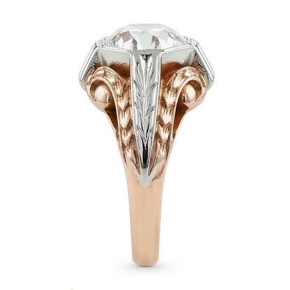 Solitaire Ring Vintage Bezel Set Round Old Mine Cut Real Natural Earth Mined Diamond 2 Carats