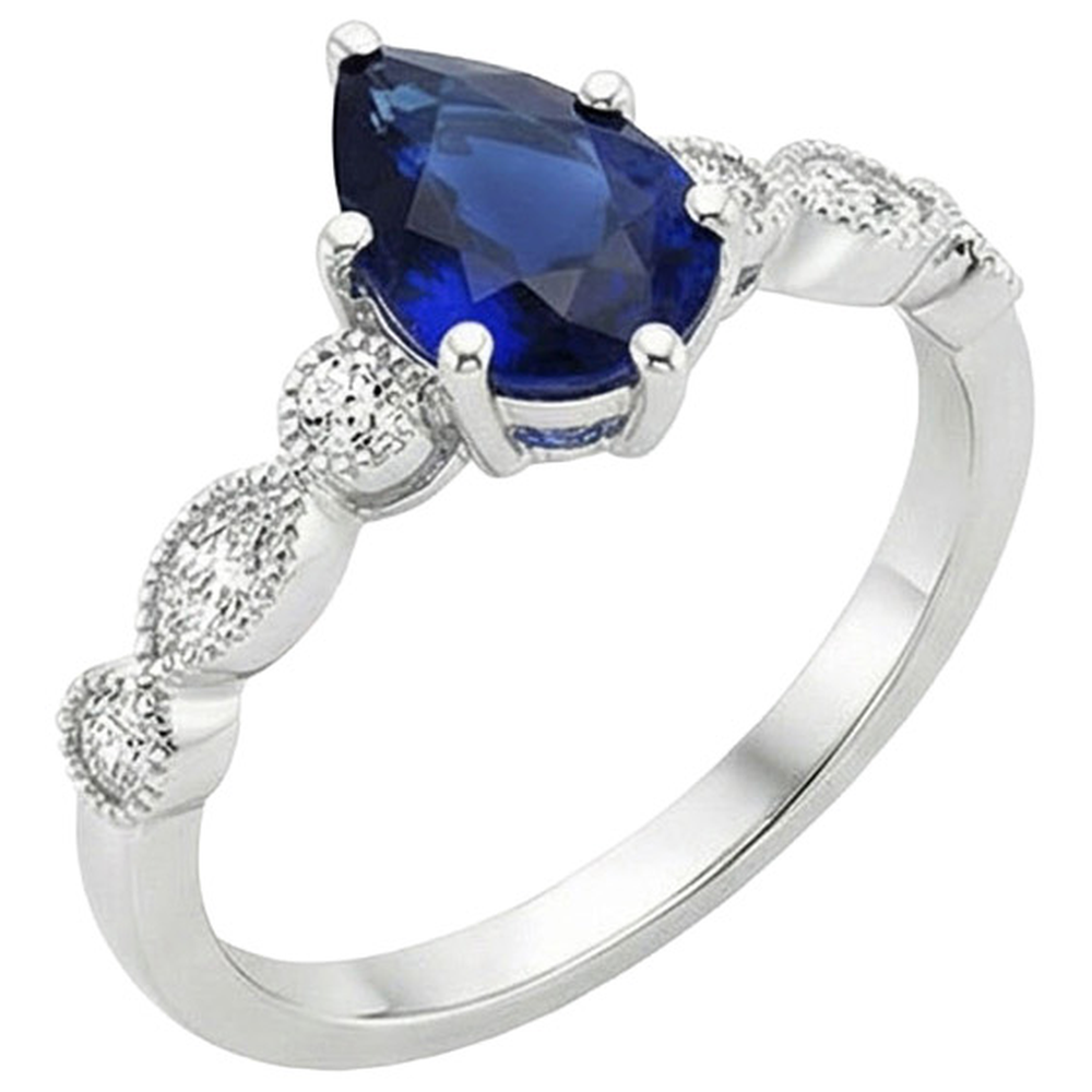Solitaire Ring WIth Marquise & Round Natural Earth Mined Diamonds Accents 3 Carats