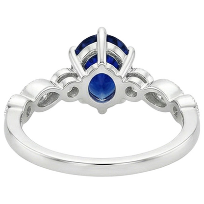 Solitaire Ring WIth Marquise & Round Natural Earth Mined Diamonds Accents 3 Carats