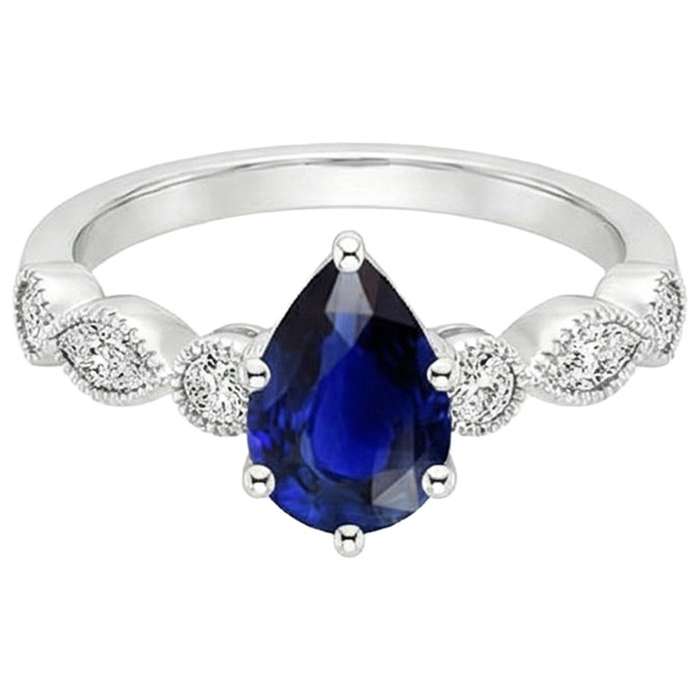 Solitaire Ring WIth Marquise & Round Natural Earth Mined Diamonds Accents 3 Carats