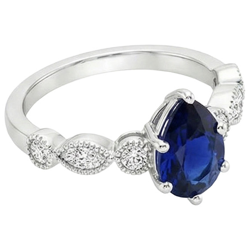 Solitaire Ring WIth Marquise & Round Natural Earth Mined Diamonds Accents 3 Carats