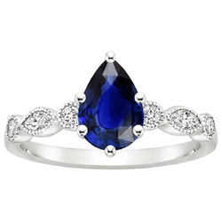 Solitaire Ring WIth Marquise & Round Natural Earth Mined Diamonds Accents 3 Carats