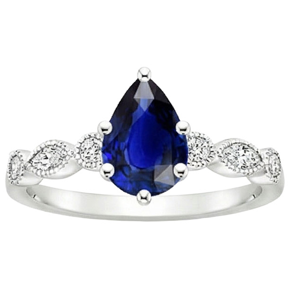 Solitaire Ring WIth Marquise & Round Natural Earth Mined Diamonds Accents 3 Carats